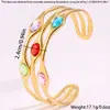 Pulsera de Acero de Titanio de Moda Europea y Americana que No se Desvanece para Mujer con Circonita Natural y Diamante Pulsera Ancha Multicapa Personalizada Abierta en Forma de C