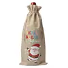 Nova Bolsa de Juta com Cordão de Natal Bolsa com Cordão para Festa de Natal Bolsa para Presente de Vinho Bolsa de Embalagem para Vinho Tinto Champagne