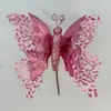 Nova Flor de Natal Simulada Flor Borboleta Lantejoulas Pó Dourado Decoração de Galho de Árvore de Natal Flor de Pó Dourado Presente de Natal