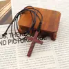 Colgante Largo de Aleación de Madera con Cruz de Doble Capa Hecha a Mano Vintage para Mujer, Hombre, Pareja, Cadena de Lana, Colgante para Coche N300