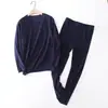 Traje de ropa interior térmica de terciopelo grueso para hombre, calzoncillos largos de invierno para hombre de mediana edad, papá extra gordo