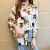 Camisa estampada de manga larga de gasa con temperamento de sabor retro de Hong Kong, chaqueta para mujer 2023, diseño holgado popular con sentido del estilo nicho de Hong Kong