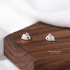3311 este año aretes sencillos pequeños lisos plateados cepillados de conejo pequeños frescos dulces lindos joyería de oreja de animal