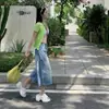Jeans Cropped Rectos de Cintura Alta para Mujer, Estilo Americano, Textura de Bambú, Tridimensionales, Lavados, Holgados, Adelgazantes, Novedad Verano 2026