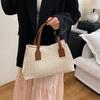 Bolso de Mano Tejido de Paja Ins de Corea del Sur Verano Nueva Llegada Casual Vacaciones para Mujer Cesta de Comida Bolso de Hombro Bolso Bandolera de Contraste