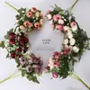 15 Flores de Camélia e Peônia, Pequeno Buquê de Peônias tipo Botão Estilo Coreano, Arranjo de Flores para Decoração de Casa Estilo Pastoral