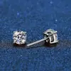 Pendientes de botón clásicos de cuatro puntas con circonita para mujer, Pendientes geométricos simples con incrustaciones de diamantes, Accesorios, Ventas directas de fábrica