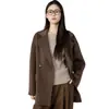 Nuevo Abrigo de Forro Polar Doble Cara Otoño/Invierno 2026 para Mujer de Longitud Media Forma de Capullo Holgado Adelgazante 100% Tejido de Lana Ropa de Abrigo