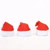 Decoração de Natal Chapéu de Natal Chapéu de Tecido Escovado Conjunto de Faca e Garfo para Chapéu de Natal Chapéu para Garrafa de Vinho Conjunto de Faca e Garfo de Natal