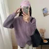 Suéter Cárdigan con Capucha de Punto Gofrado Diseño Estilo Coreano para Mujer Otoño Invierno Moda Versátil Prendas de Punto Sudadera Ropa Exterior Top