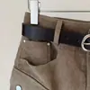 Shorts de Trabajo para Mujer Falda Adelgazante Cinturón Multibolsillos Shorts Casuales Versátiles Falda Media Anti-Exposición Falda Mini de Corte A