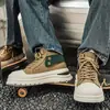 Zapatos de trabajo de lona retro de caña alta, nueva colección de otoño para hombre, de talla grande para cruzar la frontera, suela gruesa para exteriores, zapatos casuales antideslizantes