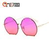 T22002 outu - Nuevas gafas de sol semicirculares de metal poligonal para hombre y mujer, con personalidad rockera, estilo europeo y americano.