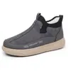 Sapatos de Algodão Quentes com Forro de Lã para o Inverno Masculino Outdoor Antiderrapantes Resistentes ao Desgaste Cano Alto Casuais Novo Estilo Botas de Cano Curto Espessas de Lã Sapatos de Couro de Algodão
