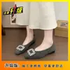 Zapatos de Felpa de Algodón Estilo Francés con Pedrería 2026 Invierno, Zapatos Peludos de Noche con Elevador Oculto, Elegantes Zapatos Mary Jane