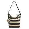 Bolso de Hombro Cruzado de Estilo Coreano de Nicho Bolso Tote Rayado Retro para Viajes Diarios para Mujeres 2025 Nuevo Verano Bolso de Paja Súper Popular