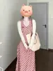Vestido Vintage a Cuadros Ajustado con un Diseño Elegante para Figuras Pequeñas, Vestido de Alta Gama con Cuello Halter, Impresionante Atuendo para Vacaciones en la Costa para Mujeres
