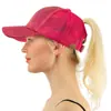 Boné de Baseball Lantejoula de Comércio Exterior, Boné Fashionável e Versátil com Abertura Traseira para Rabo de Cavalo, Boné de Rede com Glitter, Bordado com Logo Camuflado