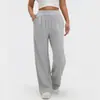 Novas Calças Esportivas Casuais Europeias e Americanas com Bordas Plissadas para Mulheres, Calças Casuais Retas de Tricô de Cintura Alta, Calças Esportivas, Cor Sólida