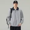 Nuevo Producto Otoño/Invierno 2026: Sudadera con Cuello Camisero y Media Cremallera para Hombre con Diseño Rayado, Estilo High Street Americano, Corte Holgado, Top Versátil para Hombre