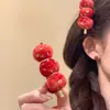 Pinzas para el pelo rojas festivas de espino confitado para Año Nuevo de niños, Pasadores de moda exquisitos de alta gama, Pasadores versátiles al por mayor