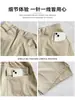 Pantalones de trabajo vintage color caqui para mujer, nuevo estilo otoño 2026, pantalones anchos curvos para petite, pantalones cargo sueltos casuales