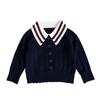 Conjunto de Tricô Estilo Preppy para Meninos Coreanos Outono Novo Fresco e Estiloso Suéter com Gola Polo de Bebê Calça Casual