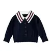 Conjunto de Tricô Estilo Preppy para Bebê Menino de Início de Primavera, Cardigã Polo Estiloso e Shorts Casuais para Crianças Pequenas para as Estações de Primavera e Outono
