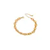 1 Pieza de Cadena Dorada de Nariz de Cerdo Cadena Ovalada Dorada Europea y Americana de Lujo Accesible Pulsera para Mujer, Simple y Versátil, Gama Alta