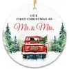 Colgante Redondo de Madera Nuevo para Navidad Transfronterizo con Fotos 2025 Decoraciones Colgantes para Árbol de Navidad de Recién Casados
