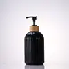 Botella de Lavado de Manos de Rayas Verticales de Alta Calidad, Vidrio Espeso, Botella Dispensadora Multifuncional para Loción y Gel de Ducha, Botella de Vidrio Resistente a la Humedad y al Calor