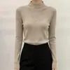 Suéter de punto de cuello redondo medio para mujer, atuendo de otoño e invierno, prenda interior de suéter, se puede usar solo, moderno, top base ajustado para mujer, venta al por mayor