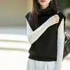 Chal de punto de cuatro vías 100% lana para mujer Otoño Invierno Cuello alto Sin mangas Pulóver Chal base de punto suelto para superponer