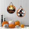 Artesanato em Madeira Pendurado Placas de Porta de Halloween Atmosfera Festiva Adereços Decorativos Decoração de Parede Placas