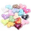 Cuentas de Acrílico Color Crema Corazón de Melocotón Agujero Vertical Mixto Accesorios para Joyería Pulsera Collar DIY Corazón Chapado