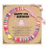 Pulsera para Niña con Colgante de Cruz de Aleación Turquesa y Corazón, Colorida, Arcilla Suave, Ajustable, Transfronteriza Europea y Americana, con Tarjeta