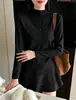 Suéter de Punto Andi de Terciopelo Suave con Cuello Semi-Alto y Diseño Sutil, Suave y Ajustado, Versátil para Otoño e Invierno, Moderno y Juvenil