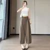 Pantalones de Pierna Ancha tipo Globo de Nueve Cuartos de Verano 2026 en Lyocell Tencel Algodón, Pantalones Casuales Delgados con Solapa Trasera para Mujeres Petites