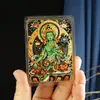 Nueva Colección de Tarjetas de Pintura de Colores Estilo Tibetano Zaki Tara Verde Jambhala Amarillo Buda de la Medicina Material Metálico Tarjetas Selladas