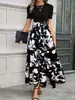 En Stock Comercio Exterior Transfronterizo Amazon Aliexpress Tk Europeo y Americano Primavera/Verano Nuevo Moda Vestido Elegante de Gama Alta de Manga Corta