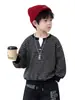 Sudadera con Felpa para Niños Otoño e Invierno Estilosa Ropa Coreana para Niños 2026 Nueva Moda Versátil para Bebés Capa Base