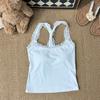 Camisola de Encaje Empalmado Hot Girl Ropa Interior Femenina Adelgazante y Portátil Hermosa Espalda Lencería Top Sexy de Una Copa Moderno