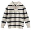 Suéter de Cashmere Infantil com Meio Zíper Gola Alta Fio Floral Espessado Cashmere Polo Gola Polo Suéter Básico Tricotado para Meninos e Meninas