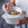 Fábrica de cuencos de cerámica personalizados, venta al por mayor, cuenco diagonal creativo de color sólido con forma, cuenco de ensalada de estilo occidental, cuenco de cocina de hotel, vajilla