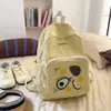 Mochila Nova de Cores Combinadas Moda Desenho Animado Fofo Impressão Mochila Escolar Estudante Nylon Leve Mochila Casual