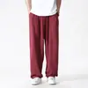 26 Nuevos Pantalones de Pierna Ancha de Algodón y Lino Retro Tallas Grandes para Hombre Moda de Verano Ropa para Hombre Transfronteriza de Amazon Estilo Chino Lino