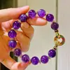 Pulsera de Amatista Natural Morada Uva Fina con Partículas Grandes de 10 mm