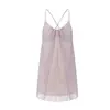 Estilo de Deseo Puro Tipo Rosa Escote en V Sexy Malla Encaje Camisón con Almohadillas en el Pecho Conjunto de Camisón y Bata para Mujer Ropa de Casa Xk6610