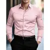 Camisa Ajustada Estilo Chico Rudo Europeo y Americano para Hombre Corte Slim Fit Sin Planchar Manga Larga Cárdigan Brillante Reflectante Camisa Casual de Trabajo Moderna