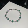 Floresta de Luz Verde! Pulseira de zircônia verde cubo de açúcar em forma de gota d'água, fresca e elegante, toque de luxo leve e de alta qualidade, joia doce para mulheres